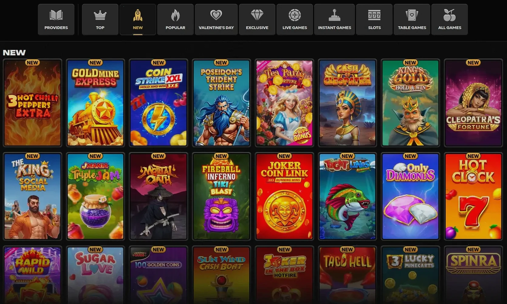 Ragnaro Casino Spielauswahl